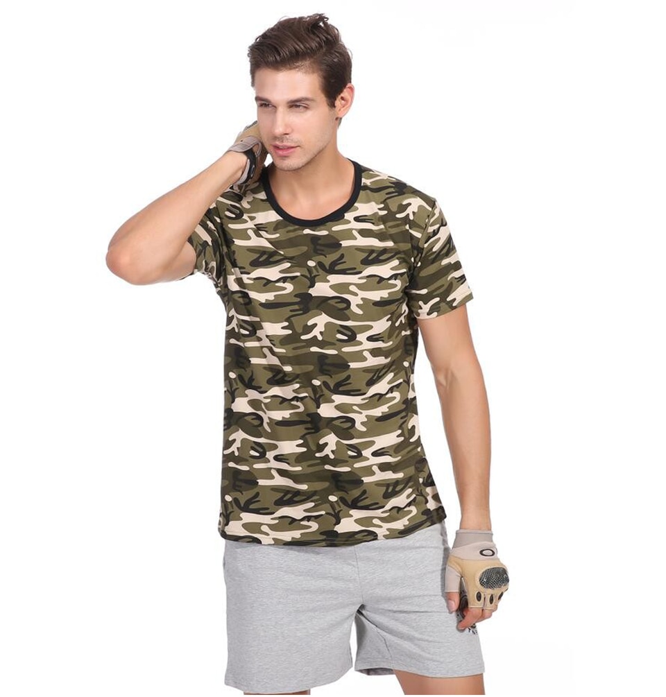 MENGD.G.O.S Man Casual Camouflage T-shirt Men Cotton Army Tactical Combat T Shirt Military Camo Mens T Shirts Fashion Tops Tees
