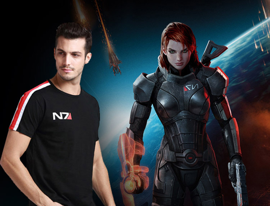 N7 Mass Effect 3 T Shirt Men Systems Alliance Military Emblem Game Tee T-Shirt Cotton Men Free Shipping Wholesale