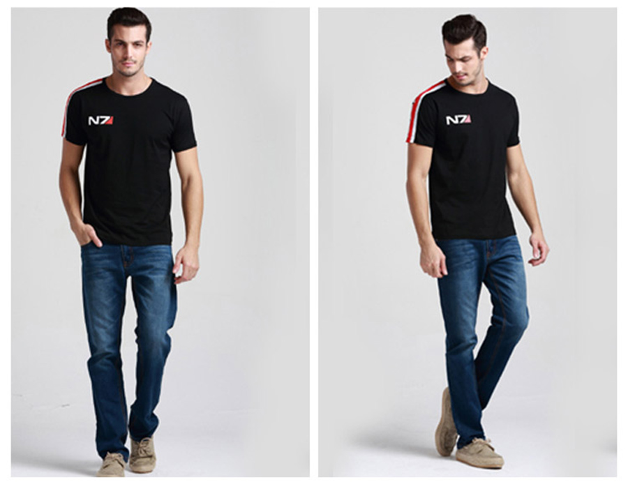 N7 Mass Effect 3 T Shirt Men Systems Alliance Military Emblem Game Tee T-Shirt Cotton Men Free Shipping Wholesale