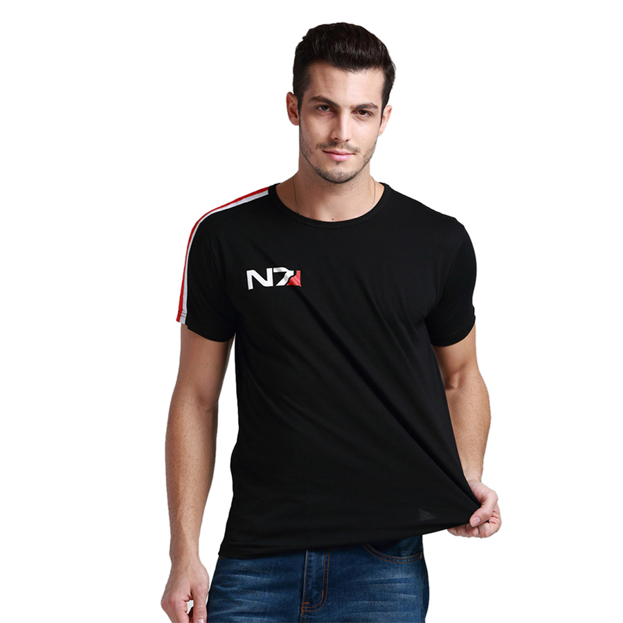 N7 Mass Effect 3 T Shirt Men Systems Alliance Military Emblem Game Tee T-Shirt Cotton Men Free Shipping Wholesale