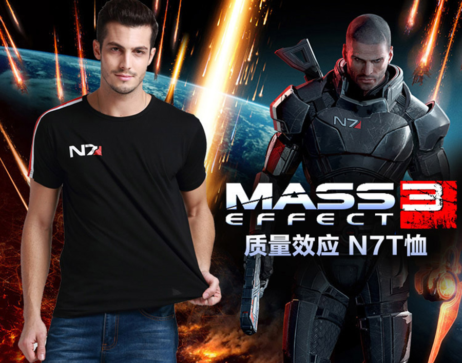 N7 Mass Effect 3 T Shirt Men Systems Alliance Military Emblem Game Tee T-Shirt Cotton Men Free Shipping Wholesale