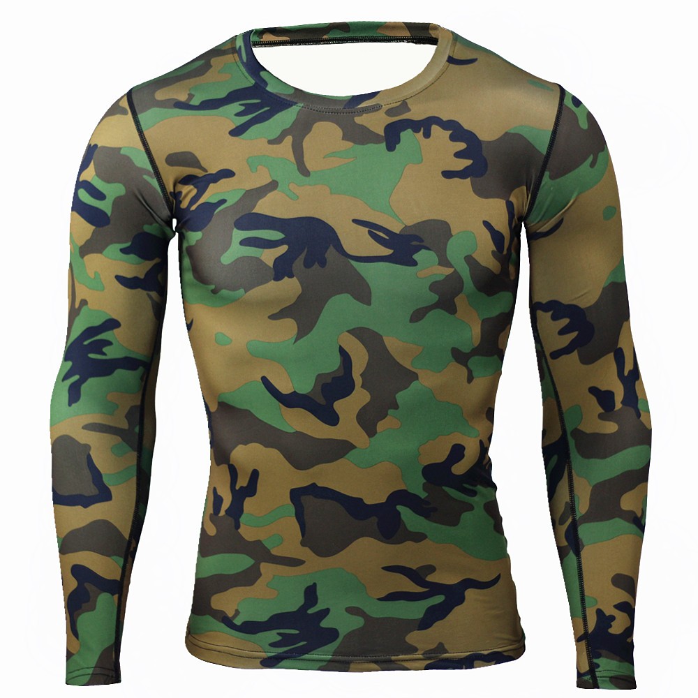 New Camouflage Military T Shirt Bodybuilding Tights Fitness Men Quick Dry Camo Long Sleeve T Shirts Crossfit Compression Shirt