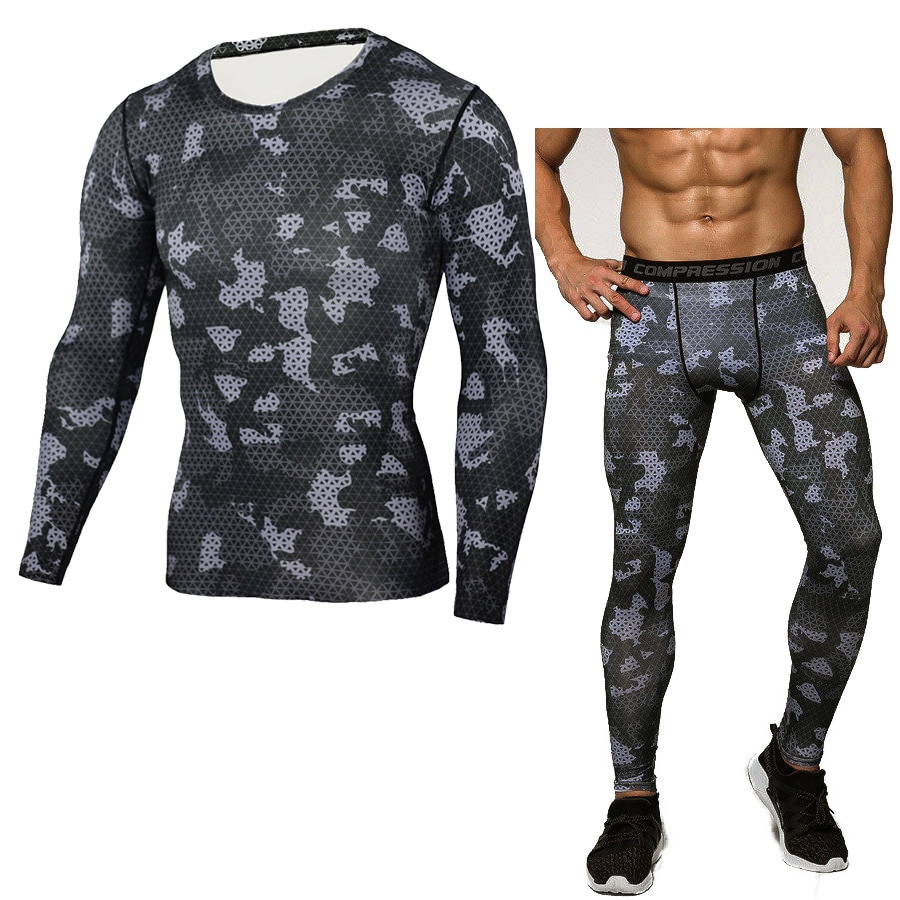 New Camouflage Military T Shirt Bodybuilding Tights Fitness Men Quick Dry Camo Long Sleeve T Shirts Crossfit Compression Shirt