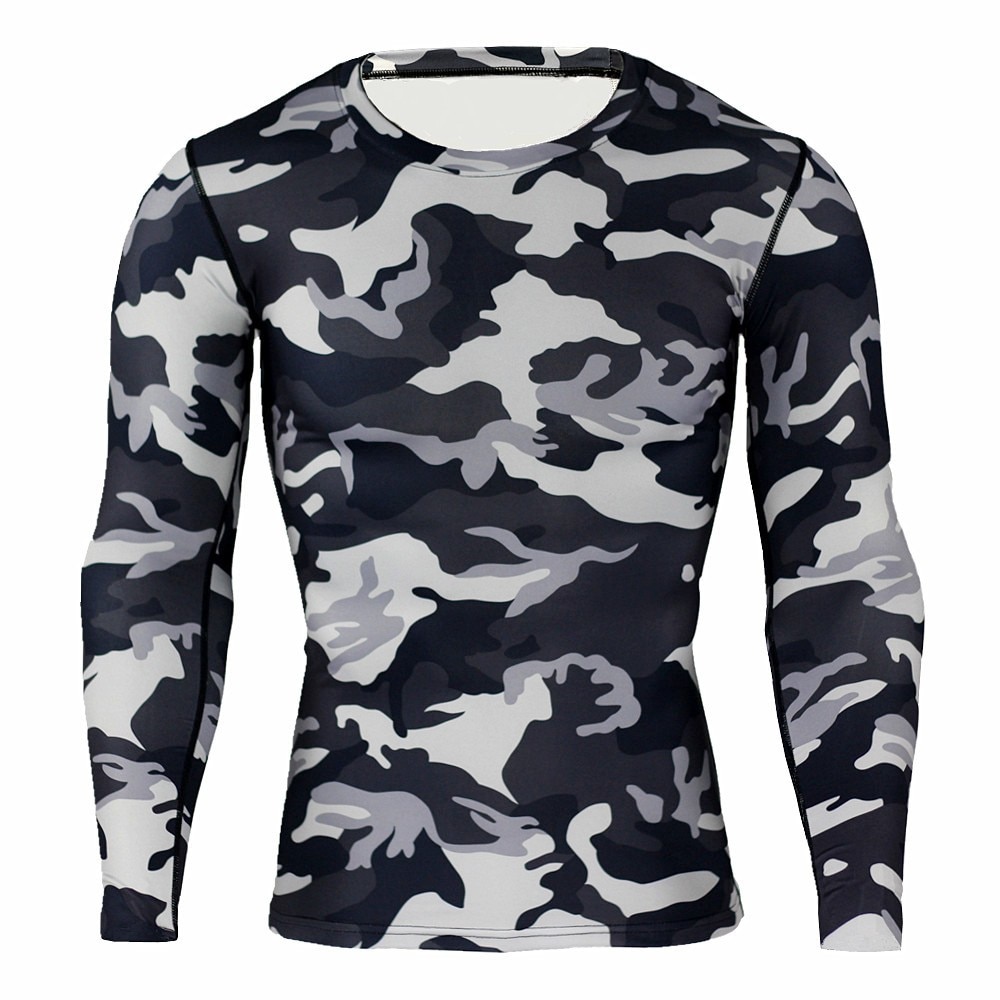 New Camouflage Military T-Shirt Bodybuilding Tights Fitness Men ...