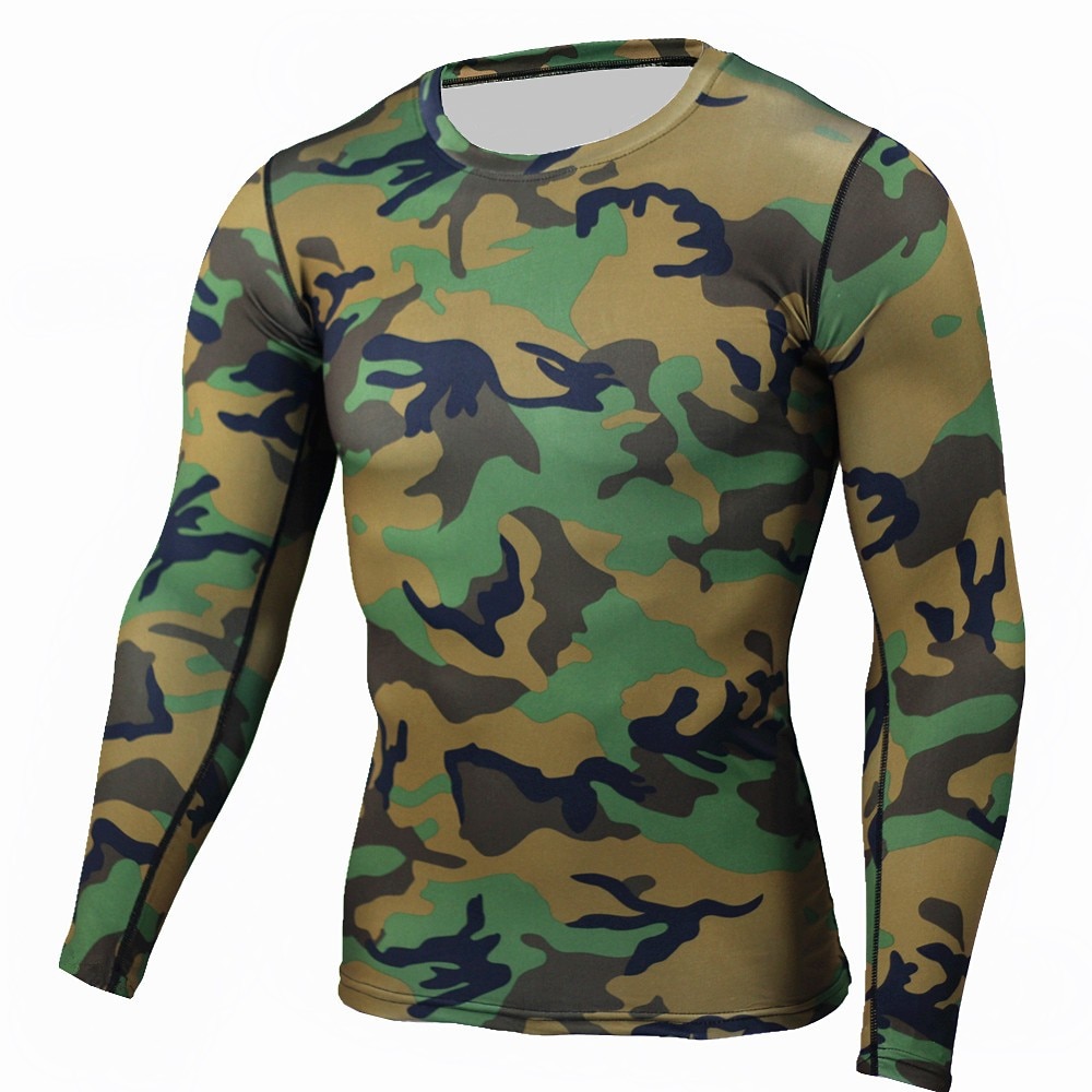 New Camouflage Military T Shirt Bodybuilding Tights Fitness Men Quick Dry Camo Long Sleeve T Shirts Crossfit Compression Shirt