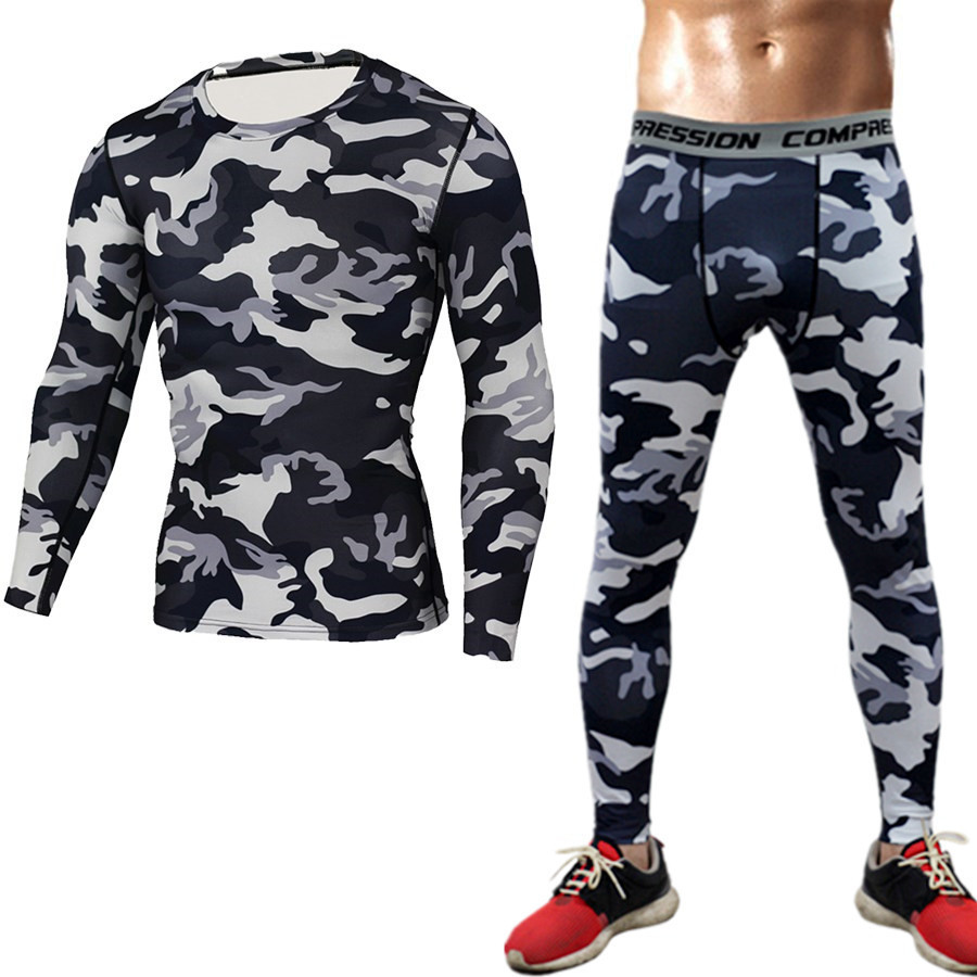 New Camouflage Military T Shirt Bodybuilding Tights Fitness Men Quick Dry Camo Long Sleeve T Shirts Crossfit Compression Shirt