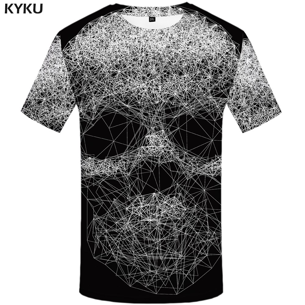 KYKU Skull T Shirt Men Black Military Tshirt Feather 3d Print T-shirt Punk Rock Clothes Anime Hip Hop Mens Clothing Casual Tops KYKU Skull T Shirt Men Black Military Tshirt Feather 3d Print T-shirt Punk Rock Clothes Anime Hip Hop Mens Clothing Casual Tops