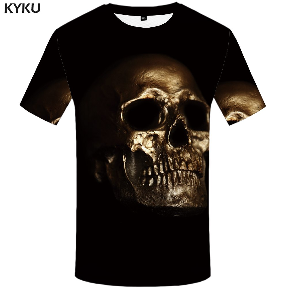KYKU Skull T Shirt Men Black Military Tshirt Feather 3d Print T-shirt Punk Rock Clothes Anime Hip Hop Mens Clothing Casual Tops KYKU Skull T Shirt Men Black Military Tshirt Feather 3d Print T-shirt Punk Rock Clothes Anime Hip Hop Mens Clothing Casual Tops