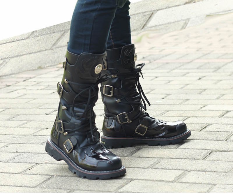 FIDANEI High Quality Genuine Leather Men high Boots Black Military Boots Tactical Boots Army Boots Men botas Leather Shoes