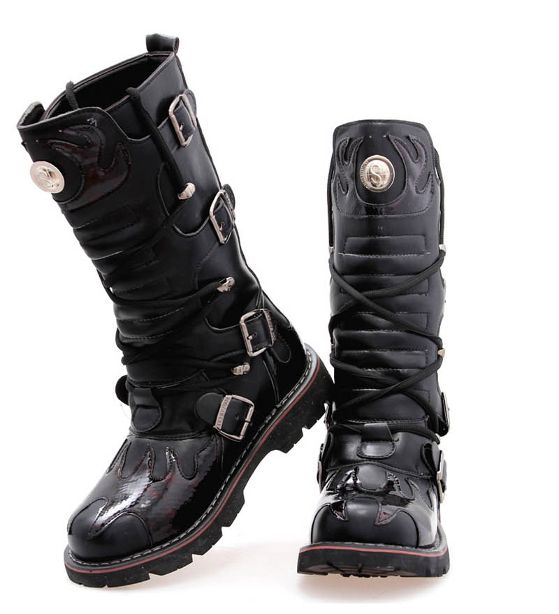 mens high black boots