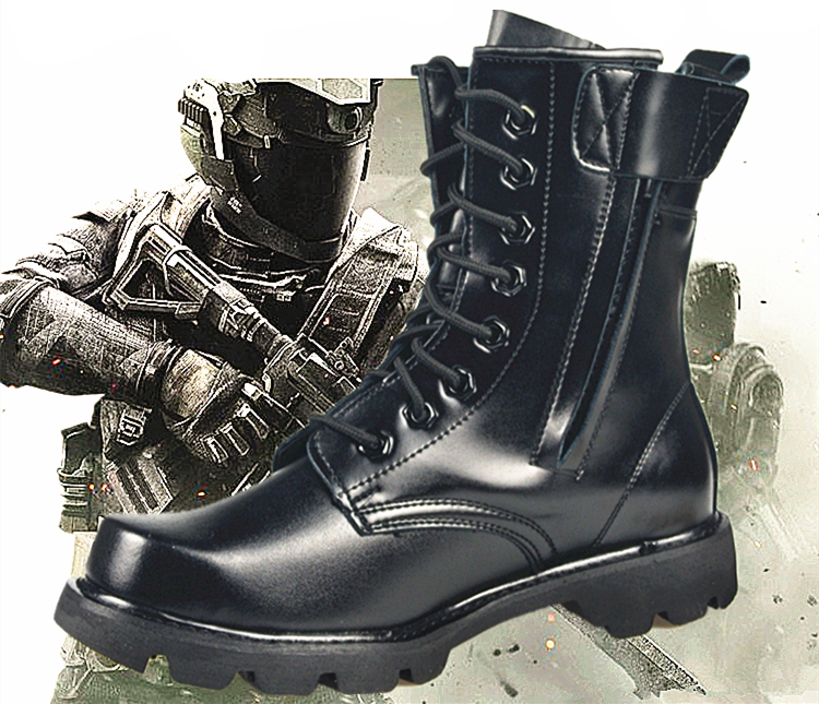 Steel Toe Men Military Boots Genuine Leather Safety Shoes for Men Spring Fashion Lace Up Black Ankle Platform Motorcycle Boots