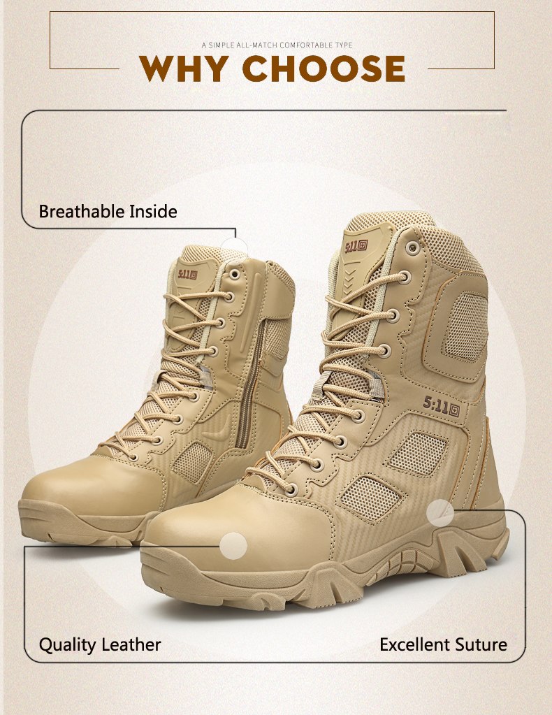 ZENVBNV Men Desert Tactical Military Boots Mens Work Safty Shoes SWAT Army Boot Militares Tacticos Zapatos Ankle Combat Boots