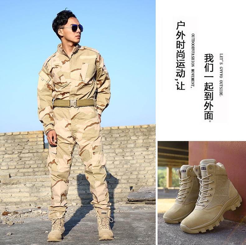 ZENVBNV Men Desert Tactical Military Boots Mens Work Safty Shoes SWAT Army Boot Militares Tacticos Zapatos Ankle Combat Boots