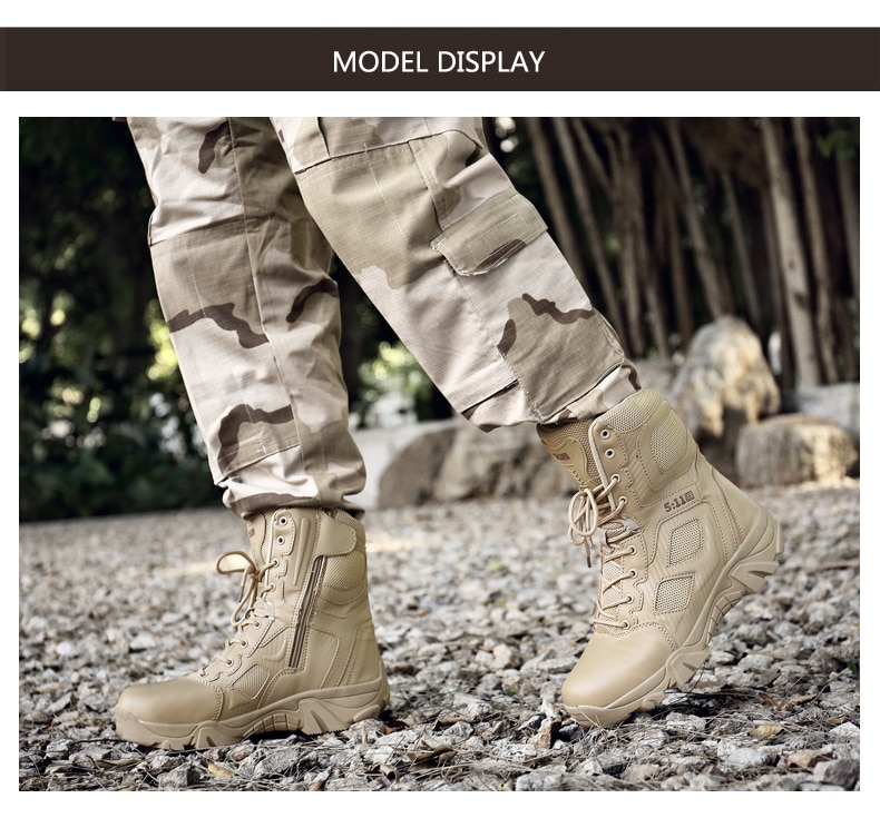 ZENVBNV Men Desert Tactical Military Boots Mens Work Safty Shoes SWAT Army Boot Militares Tacticos Zapatos Ankle Combat Boots