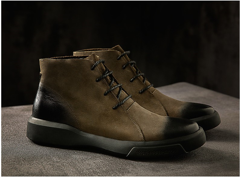 JIANBUDAN Autumn casual men's Military boots High quality leather men boots Non-slip wear-resistant Motorcycle boots Size 38-44