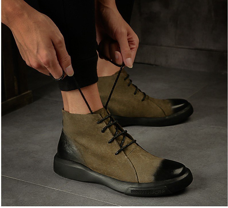 JIANBUDAN Autumn casual men's Military boots High quality leather men boots Non-slip wear-resistant Motorcycle boots Size 38-44