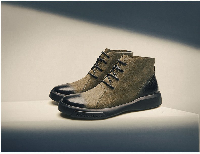 JIANBUDAN Autumn casual men's Military boots High quality leather men boots Non-slip wear-resistant Motorcycle boots Size 38-44