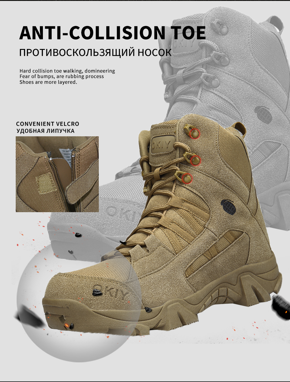 2018 Winter Fashion Military Boots Men's Comfortable Ankle Boots Men Work Shoes Army Desert Combat Boots Men Snow Footwear