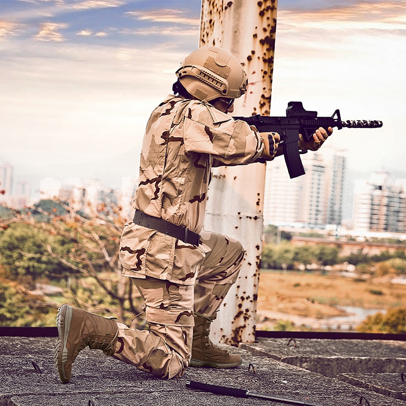 WeiDeng Genuine Leather Men Military Martin Boots Ankle Motorcycle Army Safety Boots Equestrian Lace Up Shoes Warm Male Winter