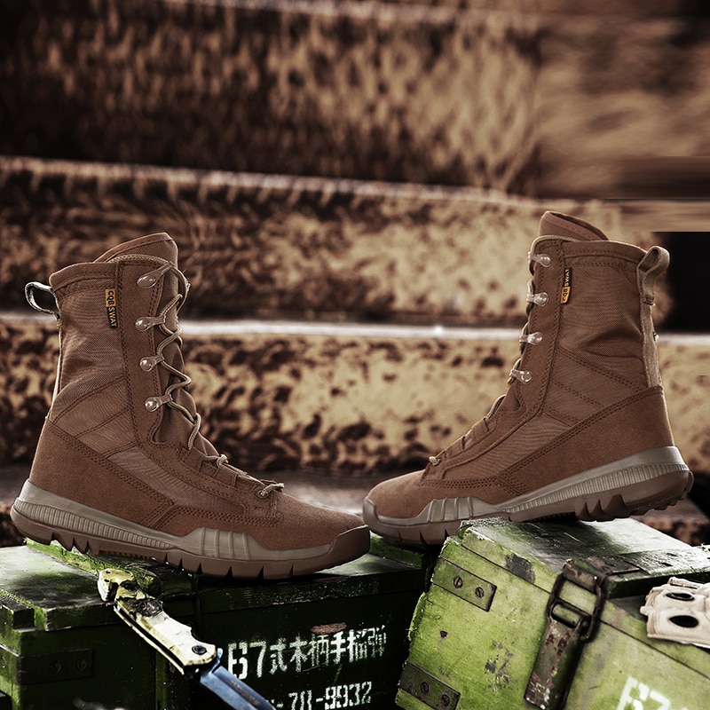 WeiDeng Genuine Leather Men Military Martin Boots Ankle Motorcycle Army Safety Boots Equestrian Lace Up Shoes Warm Male Winter