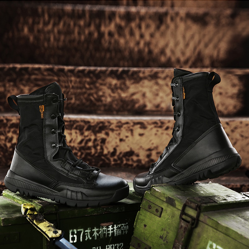 WeiDeng Genuine Leather Men Military Martin Boots Ankle Motorcycle Army Safety Boots Equestrian Lace Up Shoes Warm Male Winter