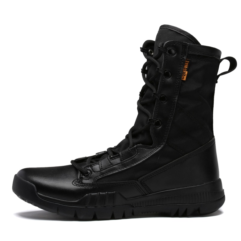 WeiDeng Genuine Leather Men Military Martin Boots Ankle Motorcycle Army Safety Boots Equestrian Lace Up Shoes Warm Male Winter