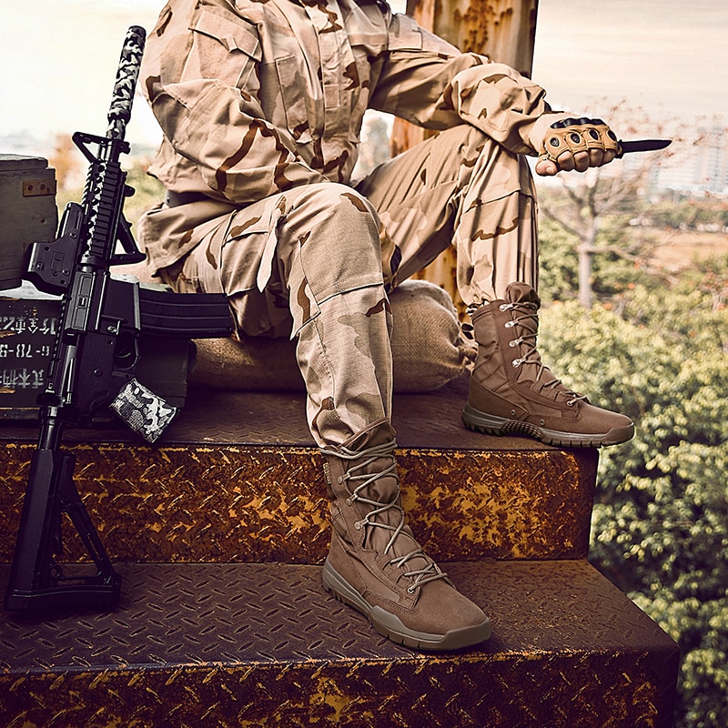 WeiDeng Genuine Leather Men Military Martin Boots Ankle Motorcycle Army Safety Boots Equestrian Lace Up Shoes Warm Male Winter