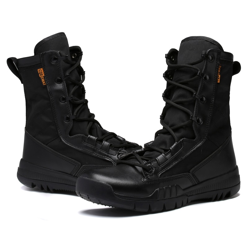 WeiDeng Genuine Leather Men Military Martin Boots Ankle Motorcycle Army Safety Boots Equestrian Lace Up Shoes Warm Male Winter