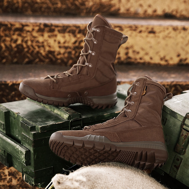 WeiDeng Genuine Leather Men Military Martin Boots Ankle Motorcycle Army Safety Boots Equestrian Lace Up Shoes Warm Male Winter