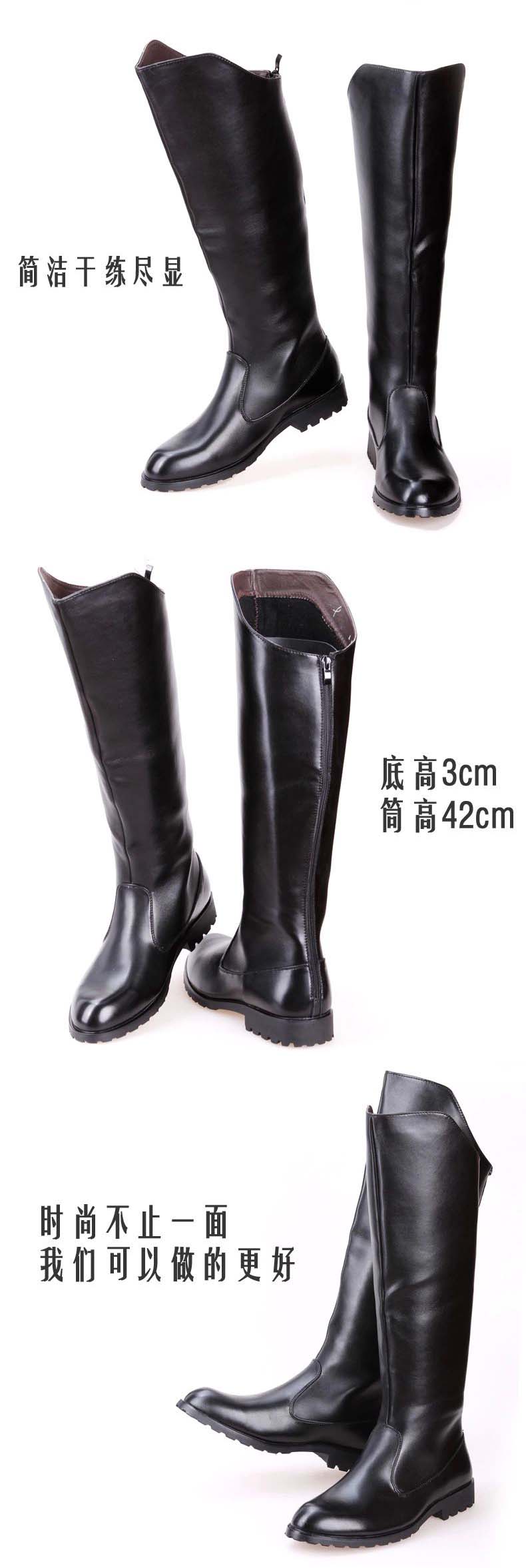 Charming Solid High Boots Mens Black Military Boots Natural Cow Leather Men Long Waterproof Snowboots Equestrian Motocycle Boots