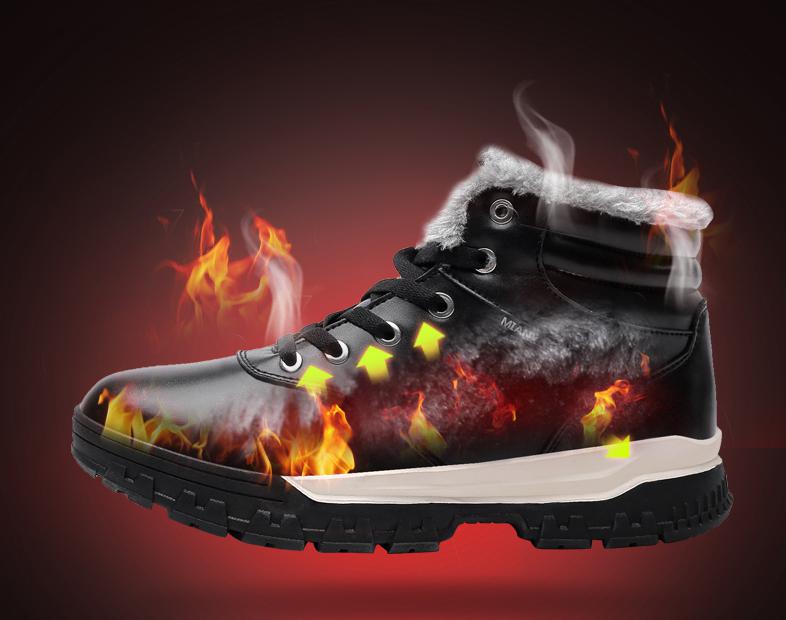 Plush Boots Genuine Leather Long Boots Men High Shoes Flat Military Boots To Keep Warm Shoes Large Size 38-50