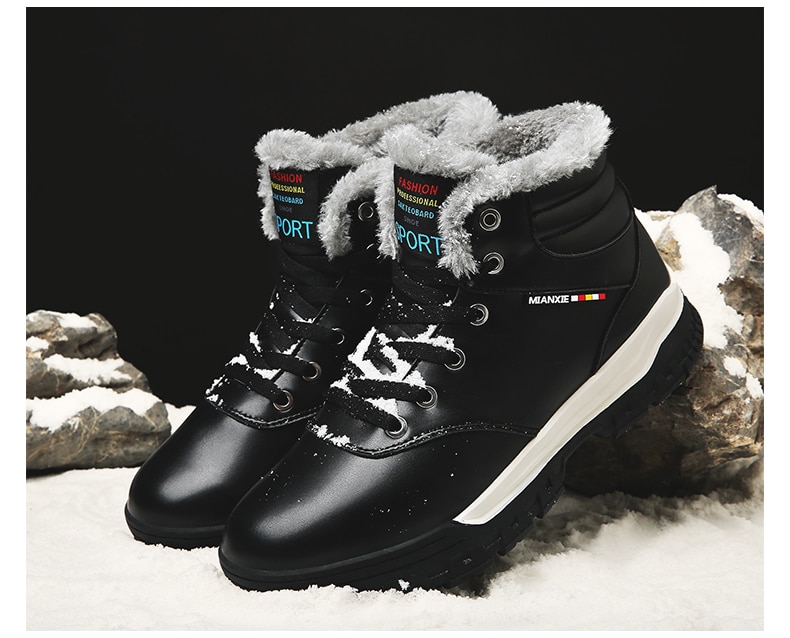 Plush Boots Genuine Leather Long Boots Men High Shoes Flat Military Boots To Keep Warm Shoes Large Size 38-50