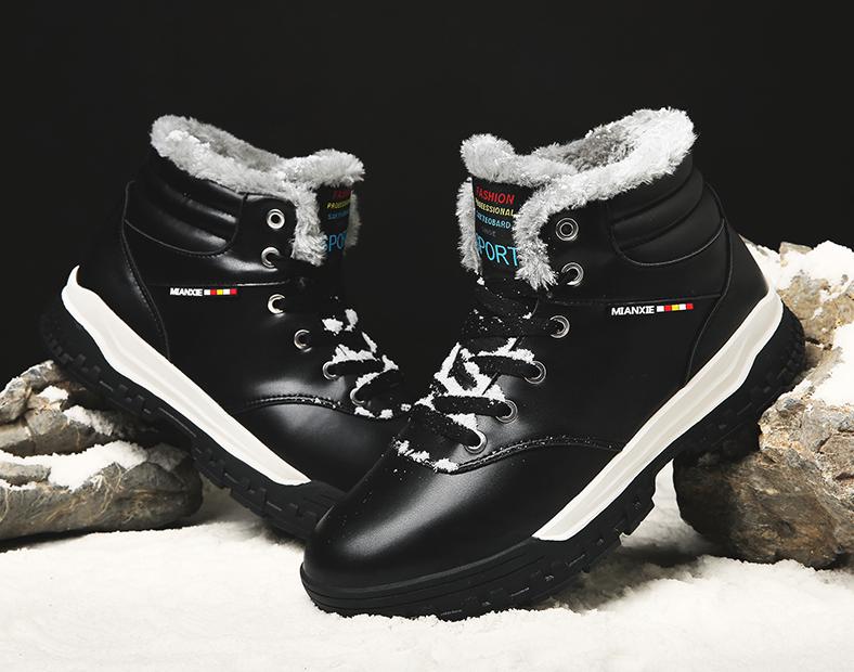 Plush Boots Genuine Leather Long Boots Men High Shoes Flat Military Boots To Keep Warm Shoes Large Size 38-50