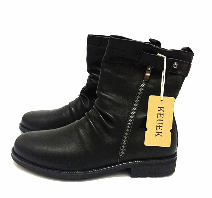 Winter Men Short Plush Snow boots Genuine leather Mid-Calf Martin boots wear-resistant Autumn Male military Boots 03