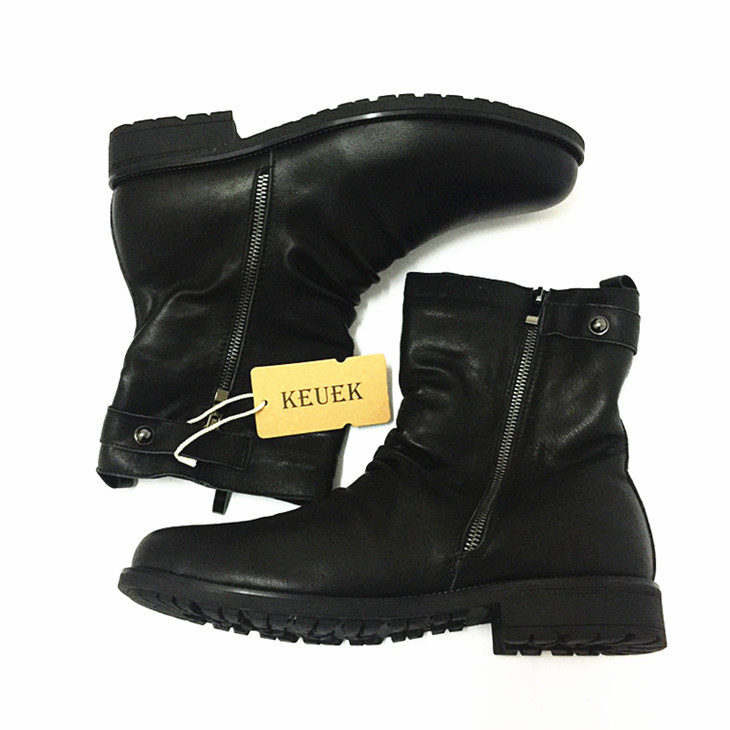 Winter Men Short Plush Snow boots Genuine leather Mid-Calf Martin boots wear-resistant Autumn Male military Boots 03