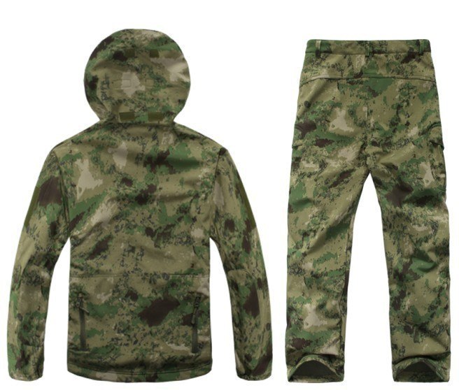 Sharkskin outdoor hunting Ghillie suit camping waterproof jacket tad4.0 soft shell fleece jacket + pants sniper camouflage