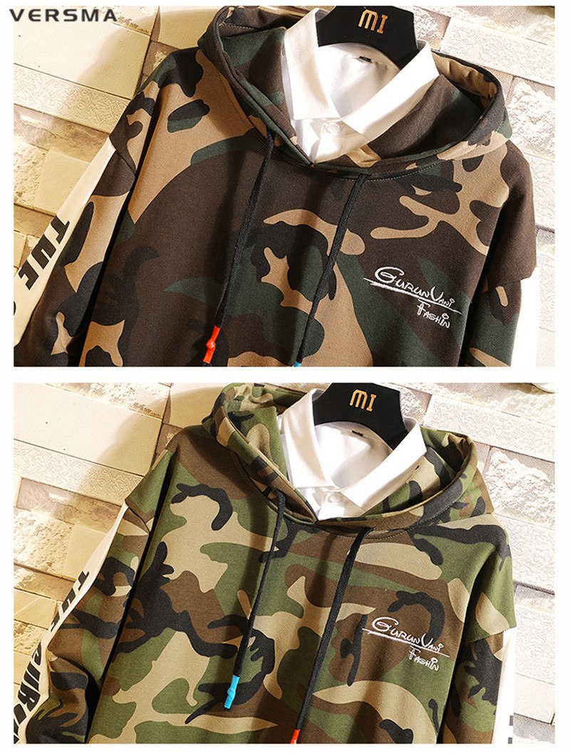 VERSMA 2019 Spring Hip Hop Army Camouflage Hoodies Sweatshirts Men Korean Style Hooded Oversize Hoodie Men Pullover Dropshipping VERSMA 2019 Spring Hip Hop Army Camouflage Hoodies Sweatshirts Men Korean Style Hooded Oversize Hoodie Men Pullover Dropshipping