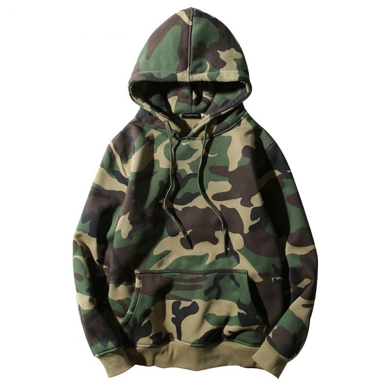 Army Green Camouflage Hoodies Winter Mens Camo Fleece Pullover Hooded ...