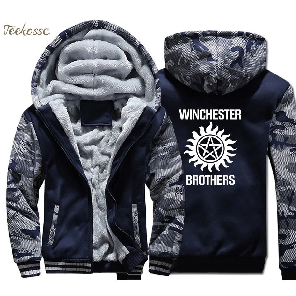 Supernatural Hoodie Men Winchester Brother Sweatshirt Coat 2018 New Winter Warm Fleece Thick Zipper Camouflage Jacket Streetwear Supernatural Hoodie Men Winchester Brother Sweatshirt Coat 2018 New Winter Warm Fleece Thick Zipper Camouflage Jacket Streetwear