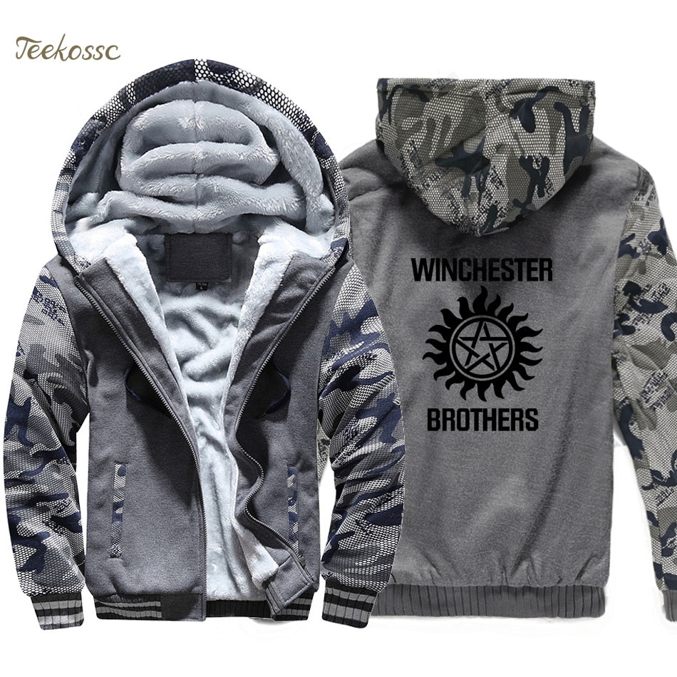 Supernatural Hoodie Men Winchester Brother Sweatshirt Coat 2018 New Winter Warm Fleece Thick Zipper Camouflage Jacket Streetwear Supernatural Hoodie Men Winchester Brother Sweatshirt Coat 2018 New Winter Warm Fleece Thick Zipper Camouflage Jacket Streetwear