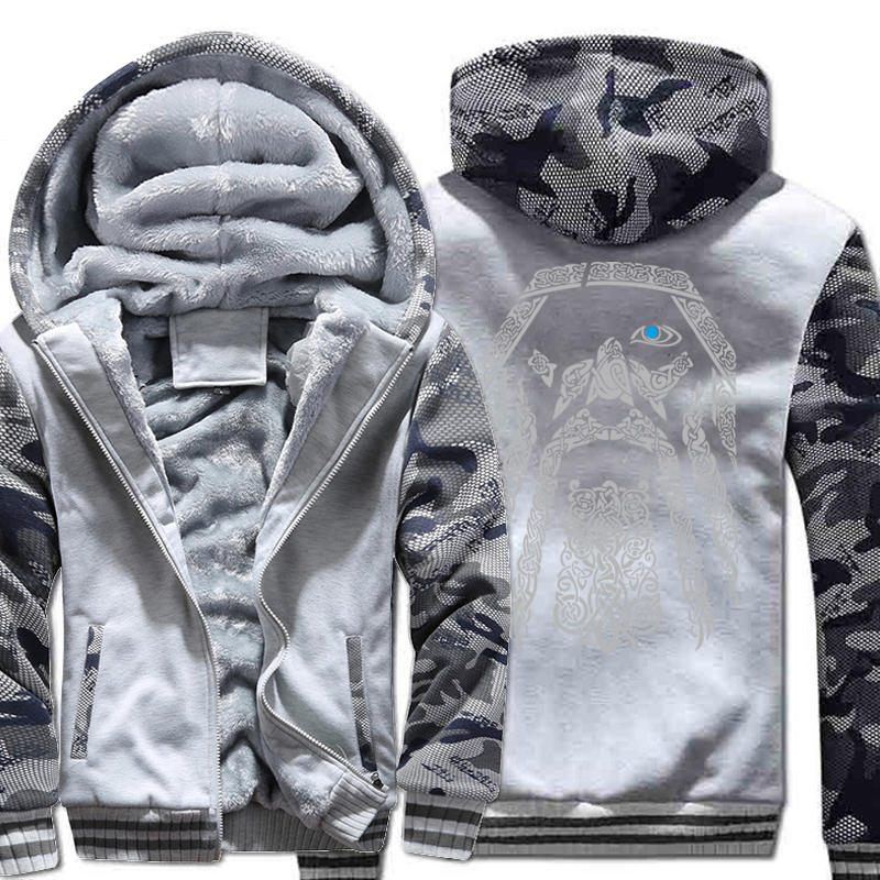 Camouflage sleeve coats Odin Vikings hoodies for men 2018 new fashion wool liner winter sweatshirt raglan print jacket tracksuit Camouflage sleeve coats Odin Vikings hoodies for men 2018 new fashion wool liner winter sweatshirt raglan print jacket tracksuit