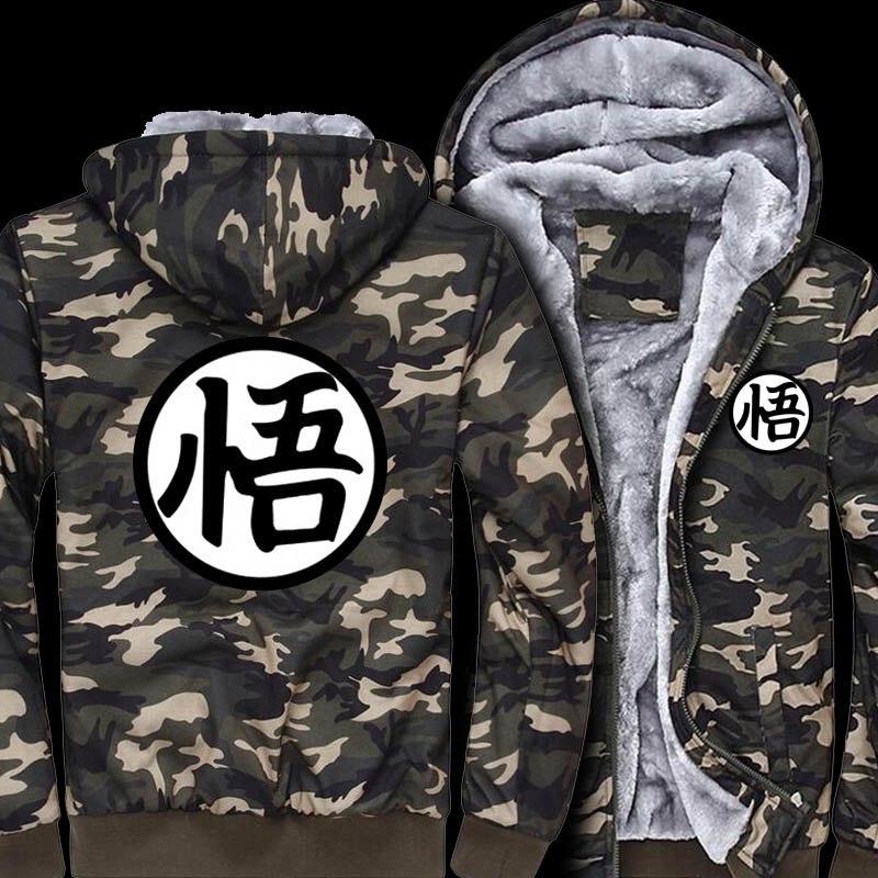 Dragon Ball Z Hoodie Anime Son Goku Cosplay Costume Winter Men's Sweatshirts Army Ggreen Camouflage Coat jacket men streetwear