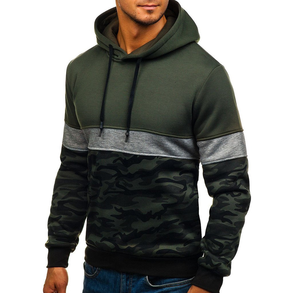 JAYCOSIN Hot High Quality Fashion Design Men Camouflage Button Pullover Long Sleeve Hooded Sweatshirt Tops Blouse Sweatshirt Men