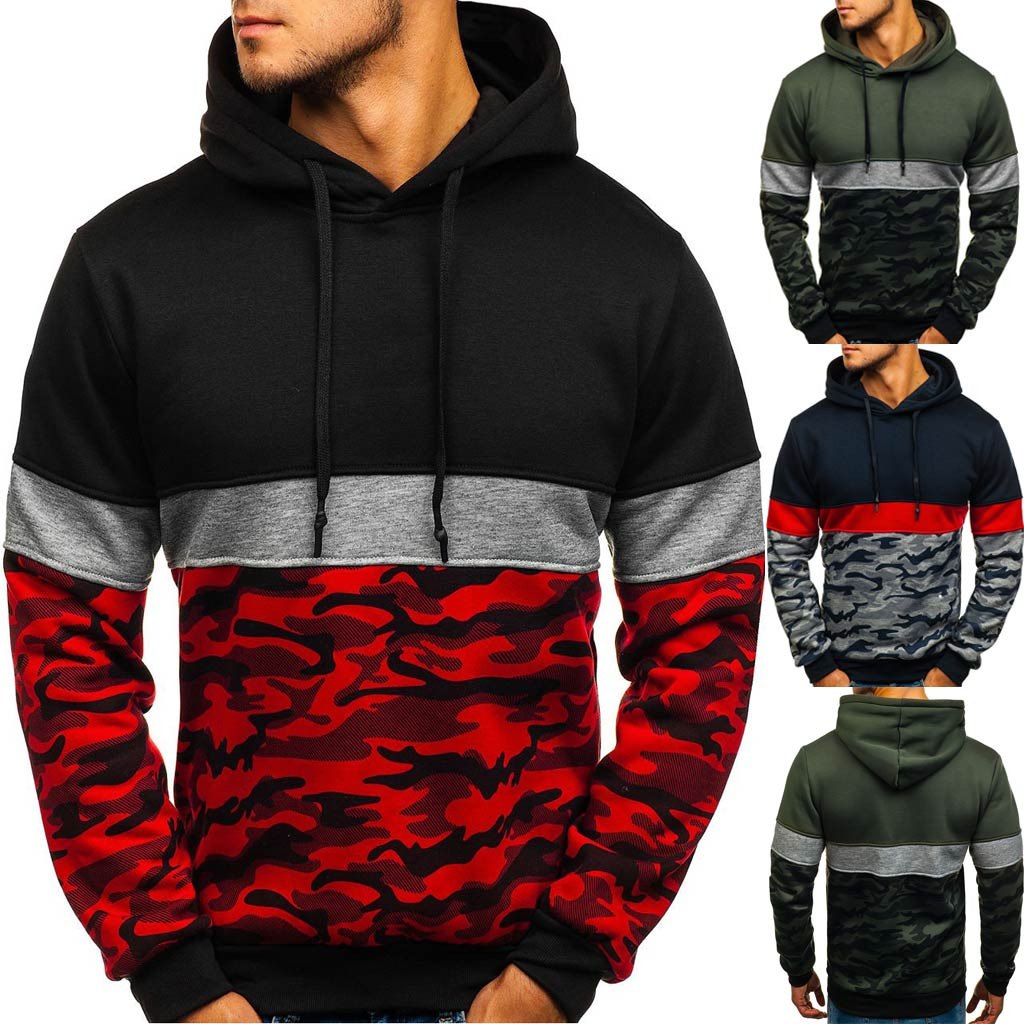 JAYCOSIN Hot High Quality Fashion Design Men Camouflage Button Pullover Long Sleeve Hooded Sweatshirt Tops Blouse Sweatshirt Men