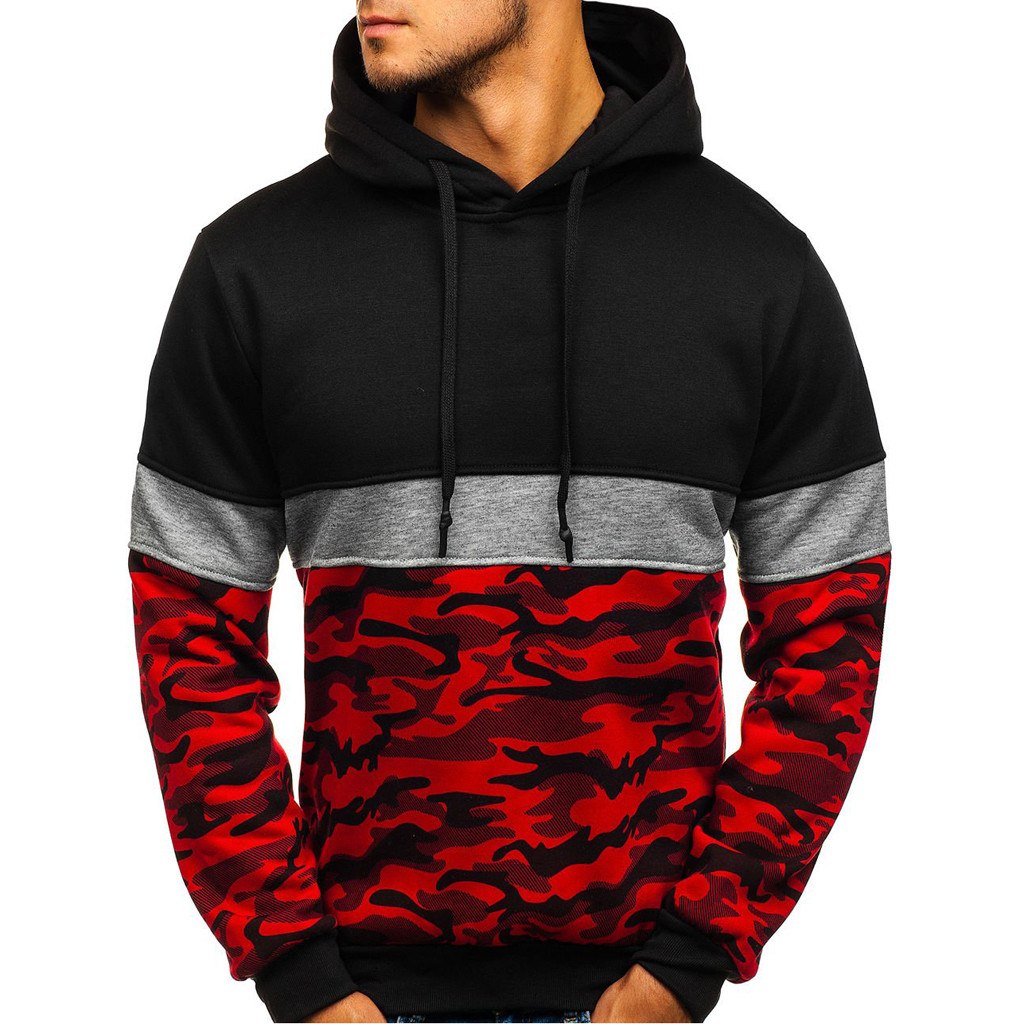 JAYCOSIN Hot High Quality Fashion Design Men Camouflage Button Pullover Long Sleeve Hooded Sweatshirt Tops Blouse Sweatshirt Men