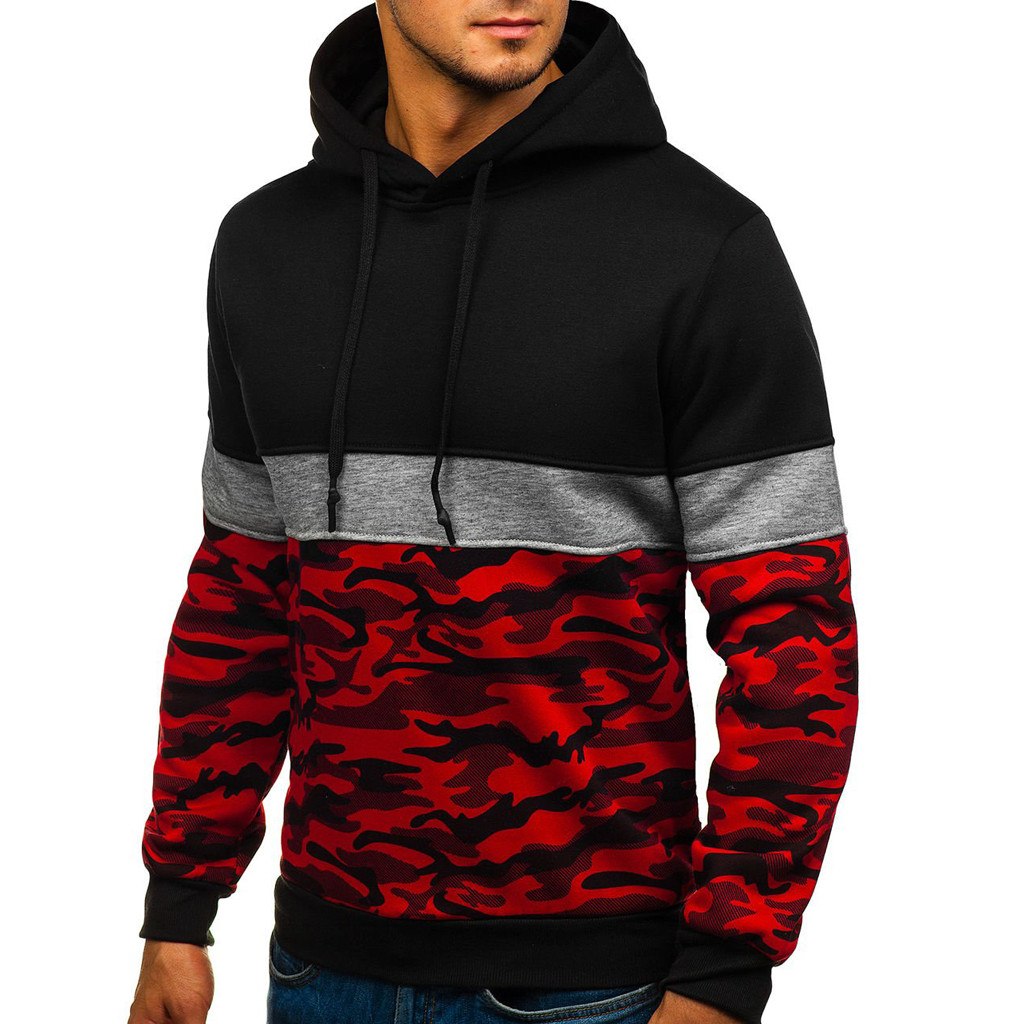 JAYCOSIN Hot High Quality Fashion Design Men Camouflage Button Pullover Long Sleeve Hooded Sweatshirt Tops Blouse Sweatshirt Men