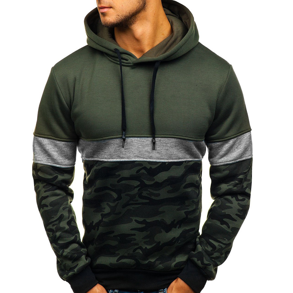 JAYCOSIN Hot High Quality Fashion Design Men Camouflage Button Pullover Long Sleeve Hooded Sweatshirt Tops Blouse Sweatshirt Men