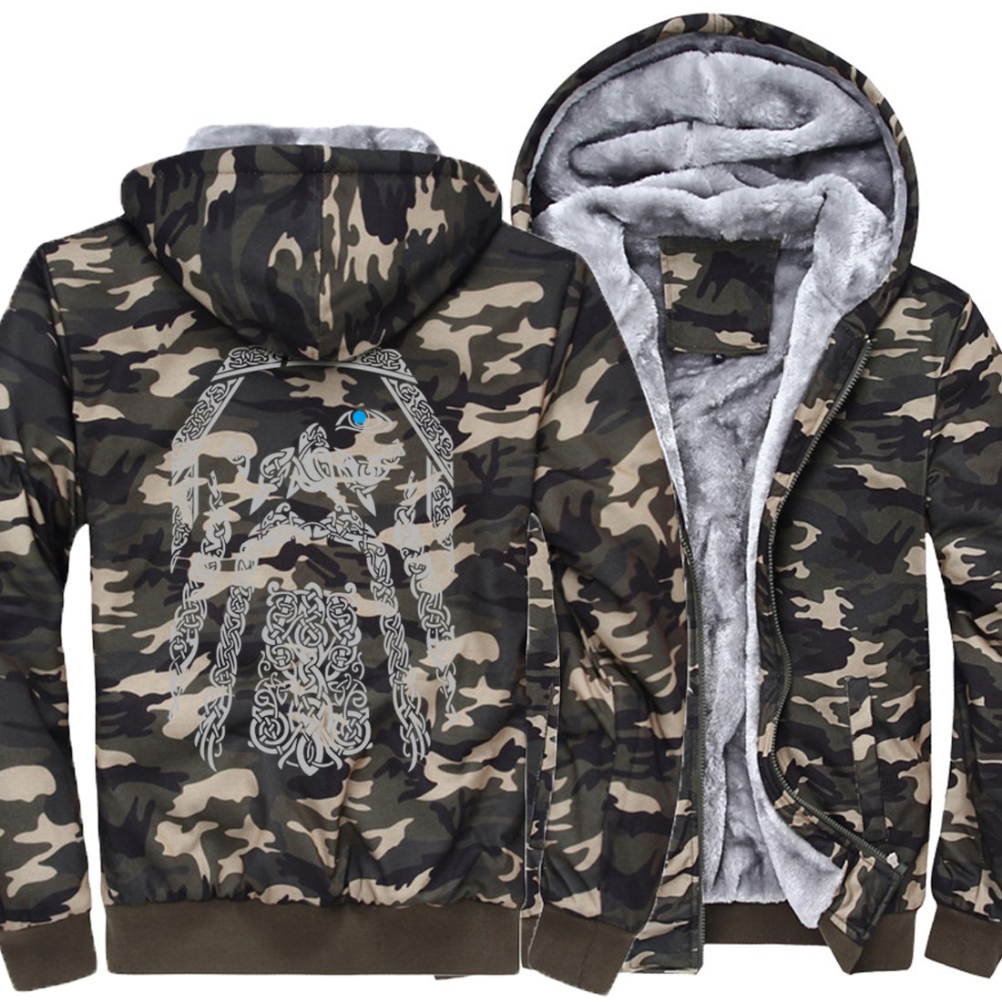 Odin Vikings hoodies for men 2019 new fashion wool liner Camouflage sleeve coats winter sweatshirt raglan print jacket tracksuit Odin Vikings hoodies for men 2019 new fashion wool liner Camouflage sleeve coats winter sweatshirt raglan print jacket tracksuit