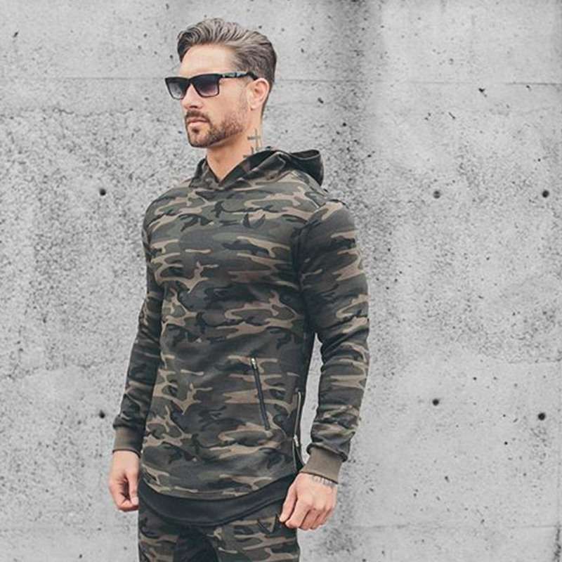 2018 spring new Mens Camouflage Hoodies Fashion leisure pullover fitness Bodybuilding jacket Sweatshirts sportswear clothing