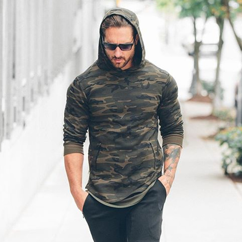2018 spring new Mens Camouflage Hoodies Fashion leisure pullover fitness Bodybuilding jacket Sweatshirts sportswear clothing